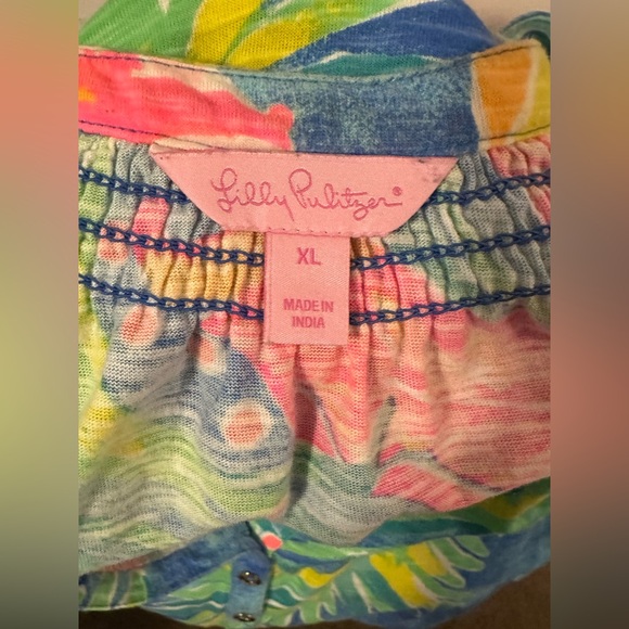 Lilly Pulitzer Women’s Essie Dress Showstopper Flamingo Floral Resortwear XL - Picture 5 of 5